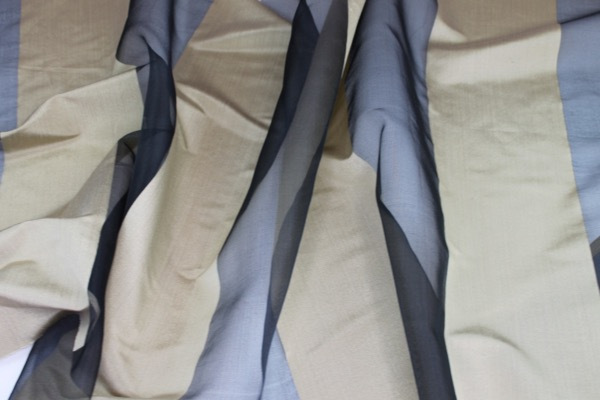 Wide Satin Stripe Silk Organza - Black Gold - 1.4m Piece fabric, image 4 of 8