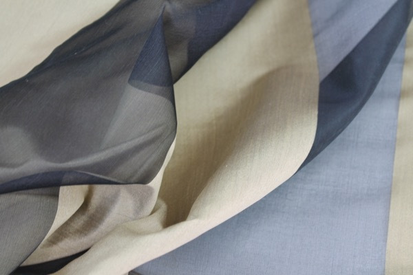 Wide Satin Stripe Silk Organza - Black Gold - 1.4m Piece fabric, image 6 of 8