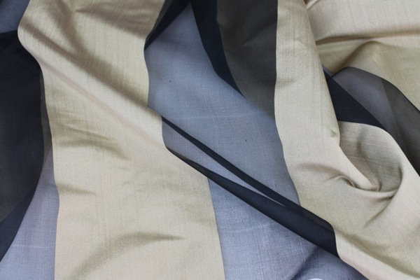 Wide Satin Stripe Silk Organza - Black Gold - 1.4m Piece fabric, image 8 of 8
