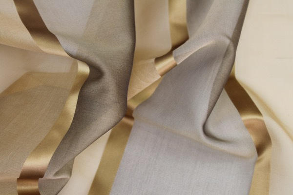 Wide Satin Stripe Silk Organza - Golds fabric, image 8 of 9