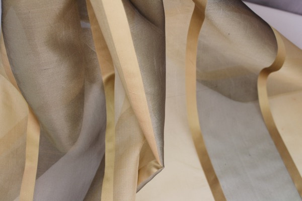 Wide Satin Stripe Silk Organza - Golds fabric