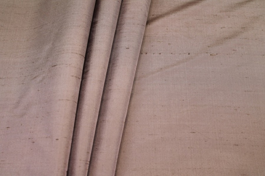 Silk Dupion - "Moroccan Brown" Brown shot Pale pink fabric, image 5 of 6