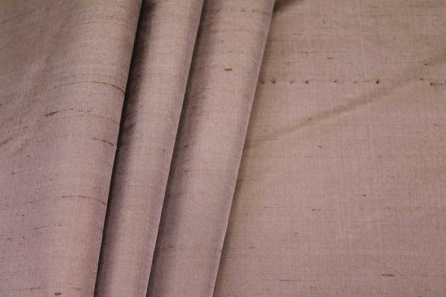Silk Dupion - "Moroccan Brown" Brown shot Pale pink fabric, image 3 of 6