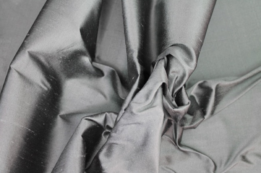 Silk Dupion - "Cape Cod" Grey fabric, image 3 of 6