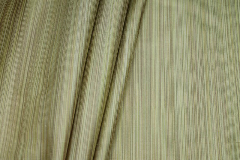 Striped Silk Dupion - Golden Green fabric, image 5 of 6