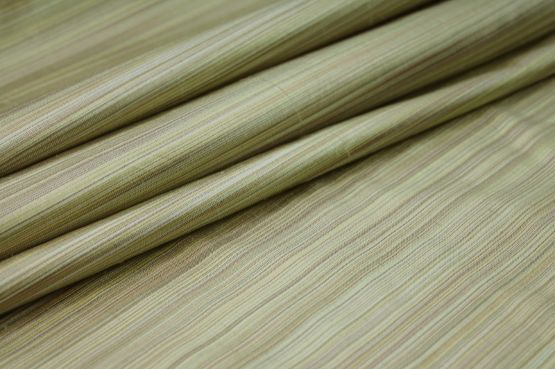 Striped Silk Dupion - Golden Green fabric, image 2 of 6