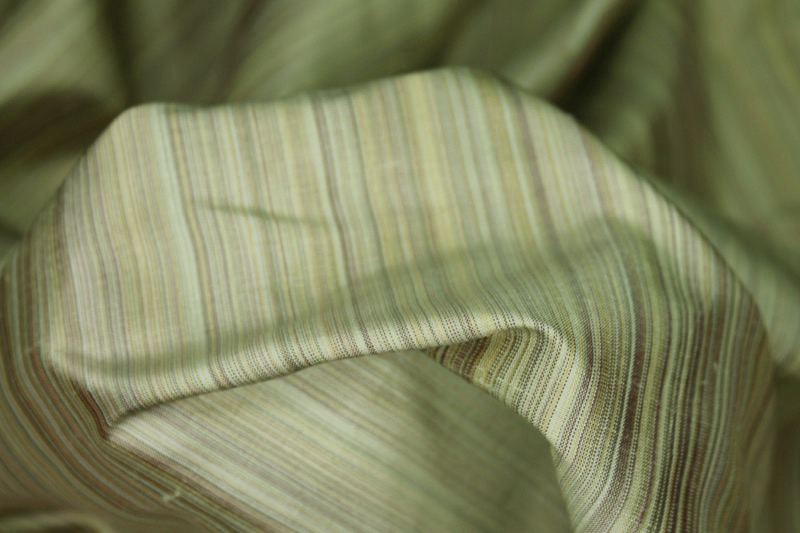 Striped Silk Dupion - Golden Green fabric, image 4 of 6
