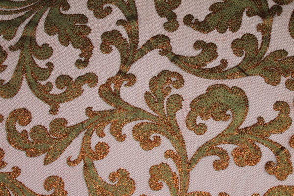 Glitter Swirl Tulle - Green/Copper/Rust fabric, image 4 of 7