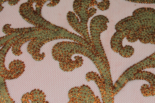Glitter Swirl Tulle - Green/Copper/Rust fabric, image 3 of 7
