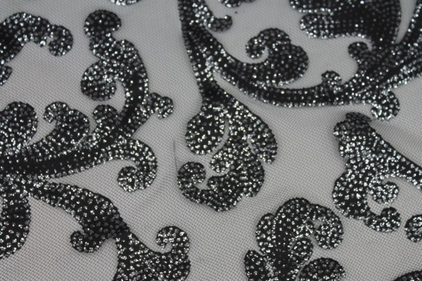 Glitter Swirl Tulle - Silver/Grey/Black fabric, image 2 of 7