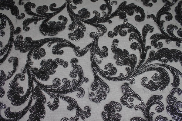 Glitter Swirl Tulle - Silver/Grey/Black fabric, image 3 of 7