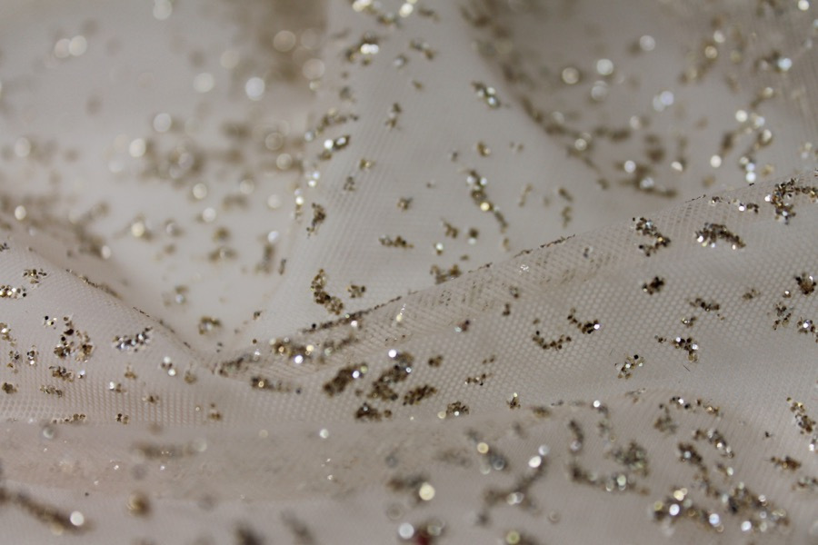 Nude Sheer Stretch Bodystocking w/Gold Glitter fabric