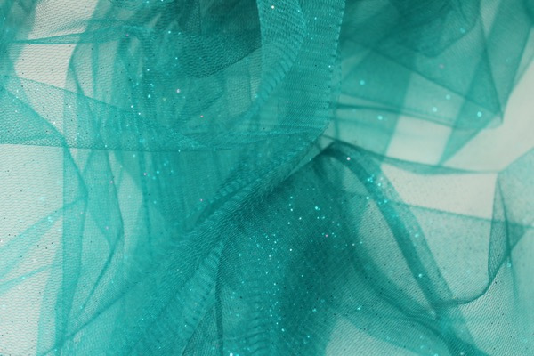 Turquoise Glitter Tulle fabric, image 5 of 5
