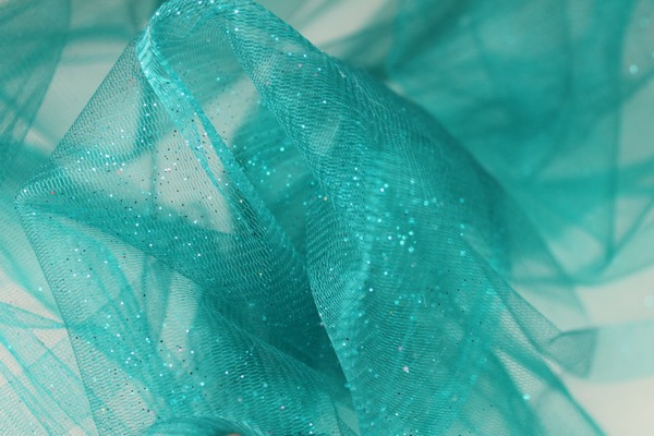 Turquoise Glitter Tulle fabric