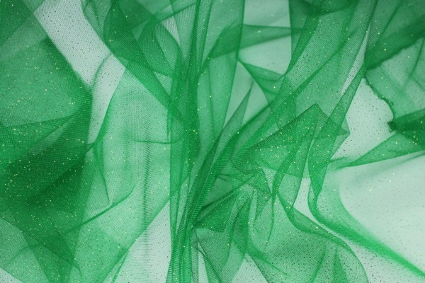 Bright Green Glitter Tulle fabric, image 3 of 5