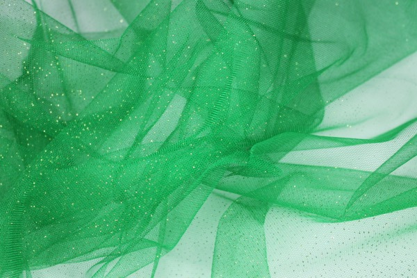 Bright Green Glitter Tulle fabric, image 2 of 5