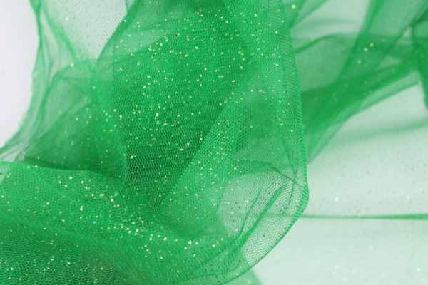 Bright Green Glitter Tulle fabric, image 4 of 5