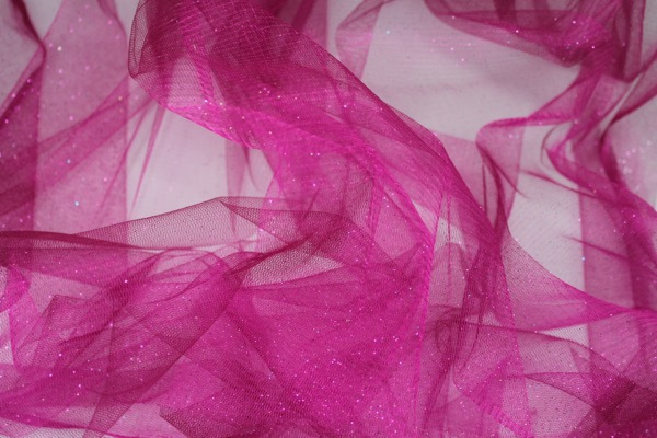 Magenta Glitter Tulle fabric, image 4 of 5
