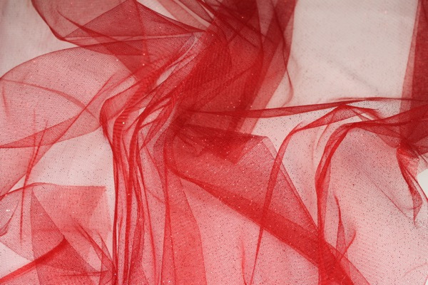 Red Glitter Tulle fabric, image 5 of 5