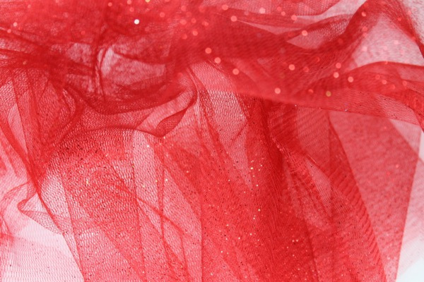 Red Glitter Tulle fabric, image 4 of 5