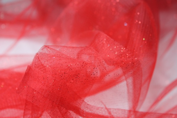 Red Glitter Tulle fabric, image 3 of 5