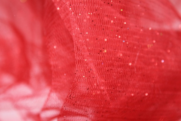 Red Glitter Tulle fabric