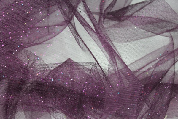 Aubergine Glitter Tulle fabric, image 5 of 5