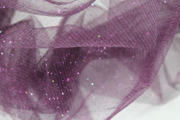 Aubergine Glitter Tulle fabric, image 2 of 5