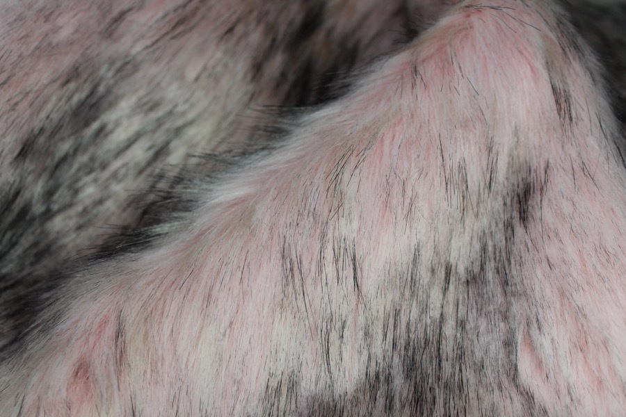 Faux Fur - Long Pile Pale Pink with Speckled Black Tips fabric