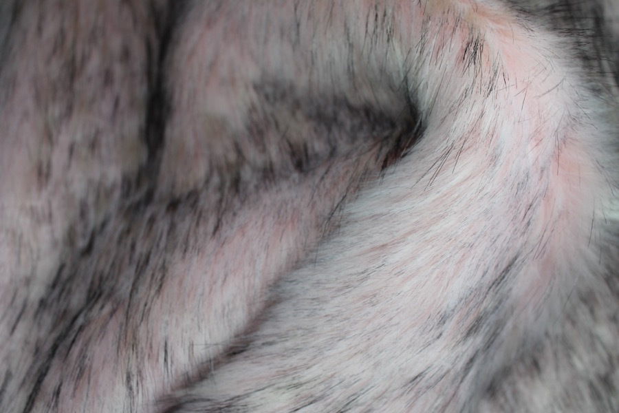 Faux Fur - Long Pile Pale Pink with Speckled Black Tips fabric, image 3 of 7