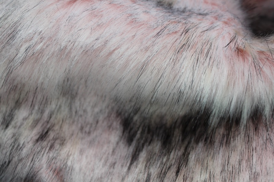 Faux Fur - Long Pile Pale Pink with Speckled Black Tips fabric, image 6 of 7