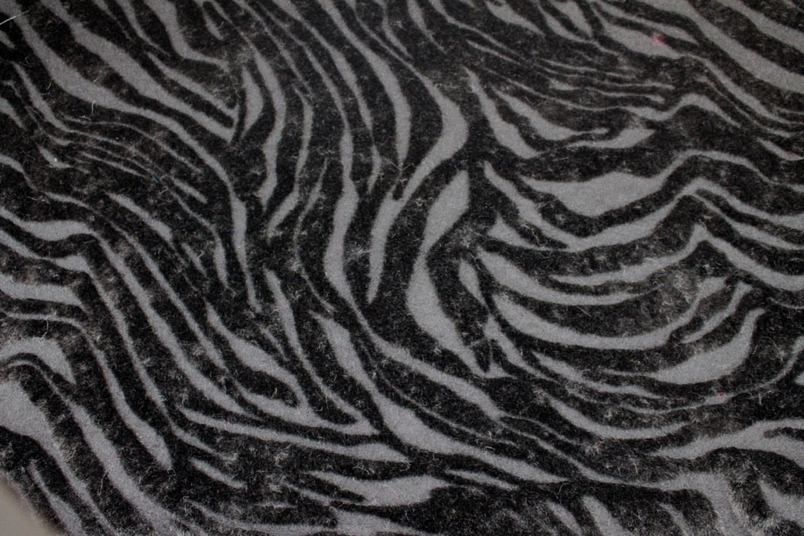 Boiled Wool Jersey Knit - Black with Black Flocked Fur Stripes fabric, image 3 of 7
