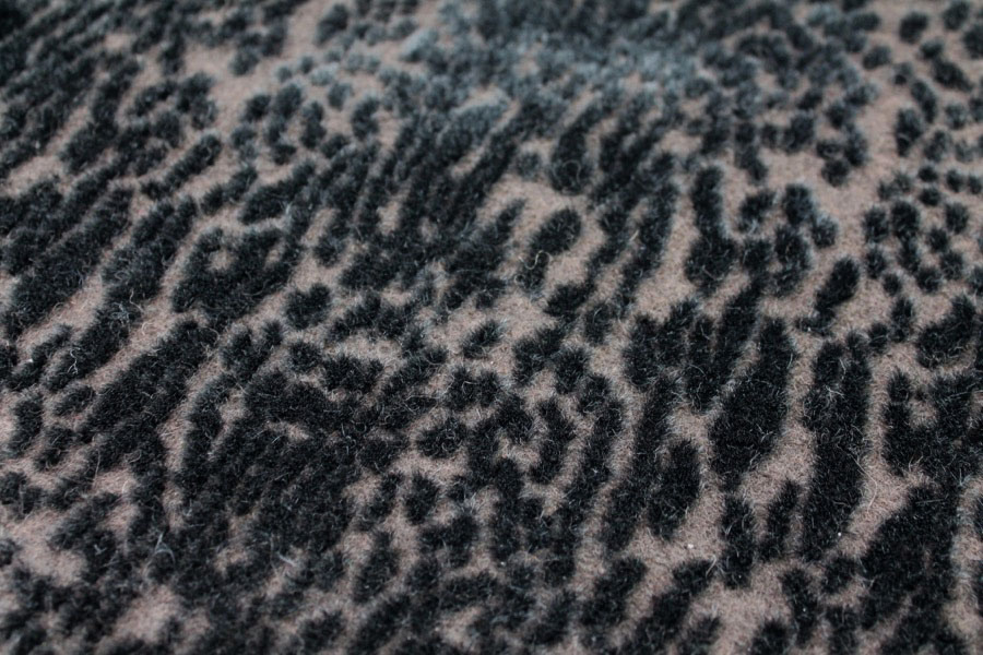 Boiled Wool Jersey Knit - Brown with Black Flocked Fur Spots fabric, image 5 of 6