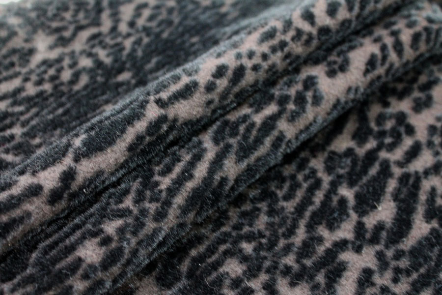 Boiled Wool Jersey Knit - Brown with Black Flocked Fur Spots fabric, image 4 of 6