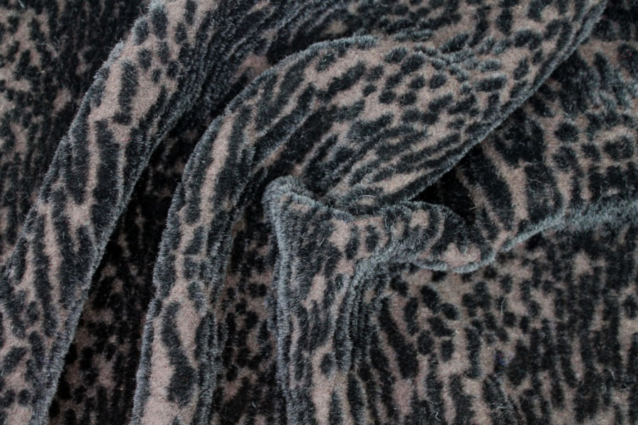 Boiled Wool Jersey Knit - Brown with Black Flocked Fur Spots fabric, image 6 of 6