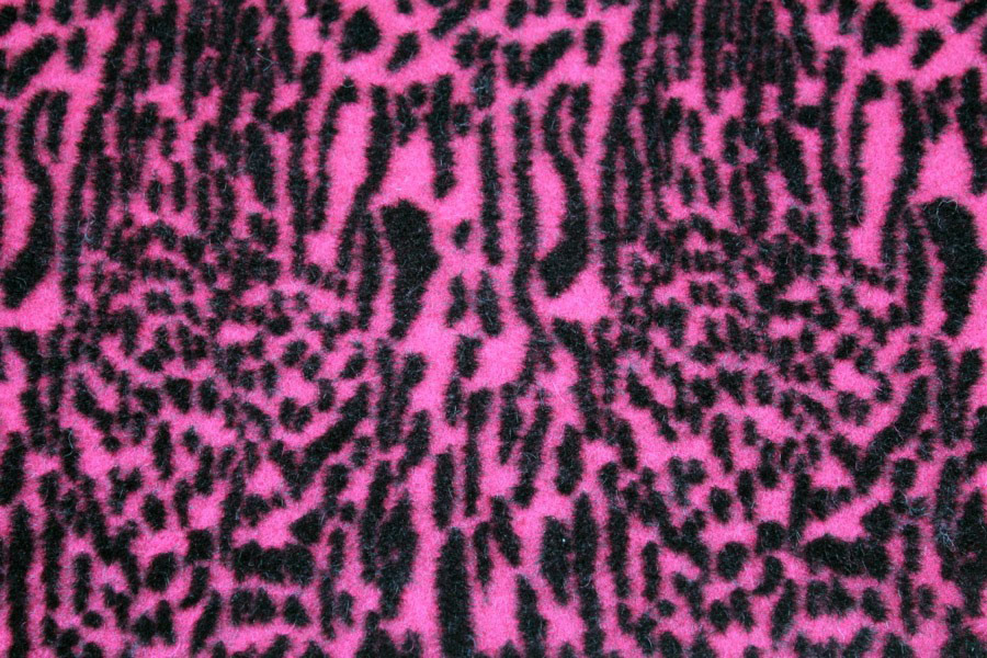 Boiled Wool Jersey Knit - Berry with Black Flocked Fur Spots fabric, image 3 of 6