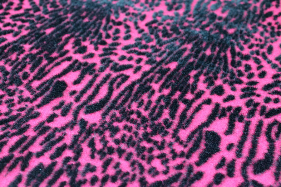 Boiled Wool Jersey Knit - Berry with Black Flocked Fur Spots fabric, image 4 of 6