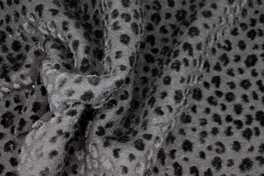 Boiled Wool Jersey Knit - Black with Black Flocked Fur Dots fabric, image 7 of 8