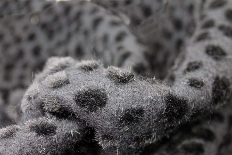 Boiled Wool Jersey Knit - Black with Black Flocked Fur Dots fabric, image 4 of 8
