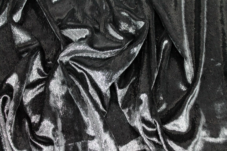 Sparkly Lurex Velvet - Black fabric, image 6 of 8