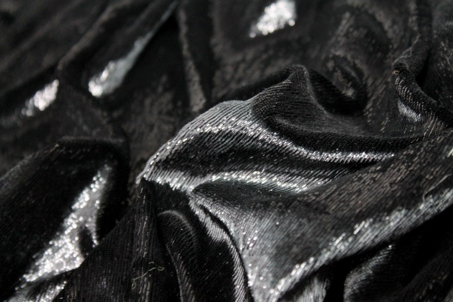 Sparkly Lurex Velvet - Black fabric