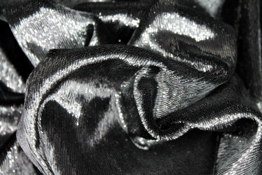 Sparkly Lurex Velvet - Black fabric, image 3 of 8