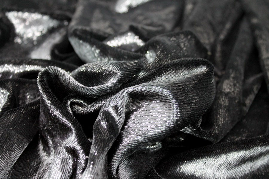 Sparkly Lurex Velvet - Black fabric, image 5 of 8