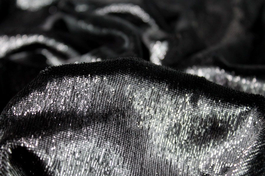 Sparkly Lurex Velvet - Black fabric, image 2 of 8