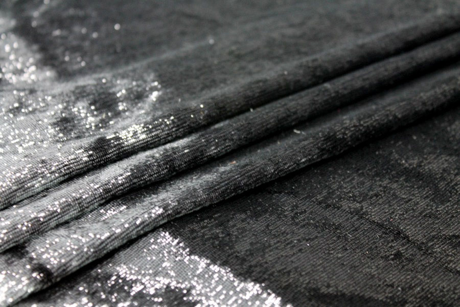 Sparkly Lurex Velvet - Black fabric, image 4 of 8