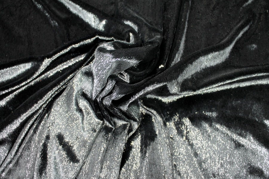 Sparkly Lurex Velvet - Black fabric, image 7 of 8