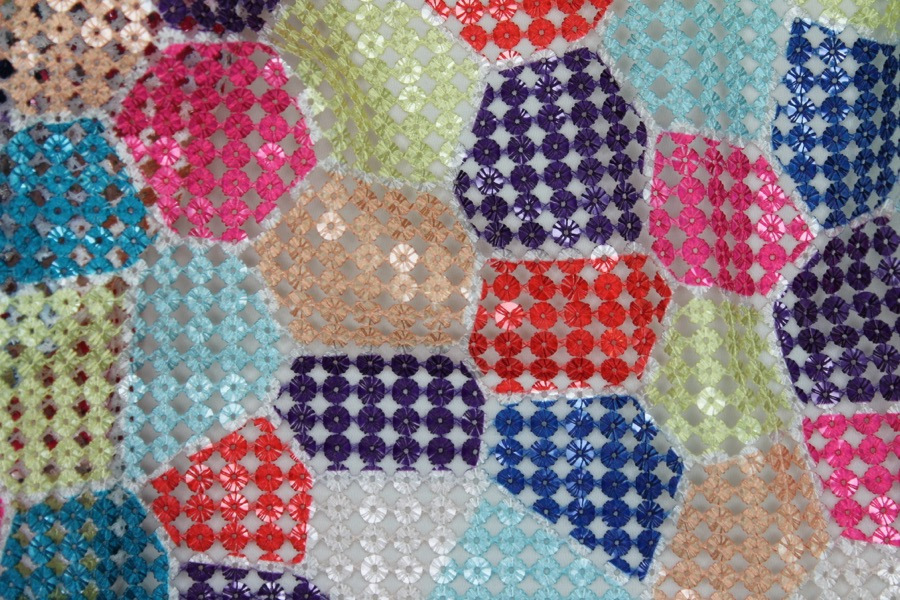 "Patchwork" Print Sequin Mesh - Multi Colour fabric, image 5 of 6