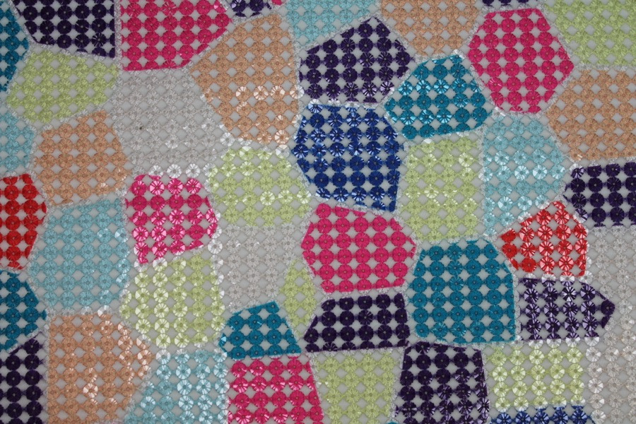 "Patchwork" Print Sequin Mesh - Multi Colour fabric, image 6 of 6