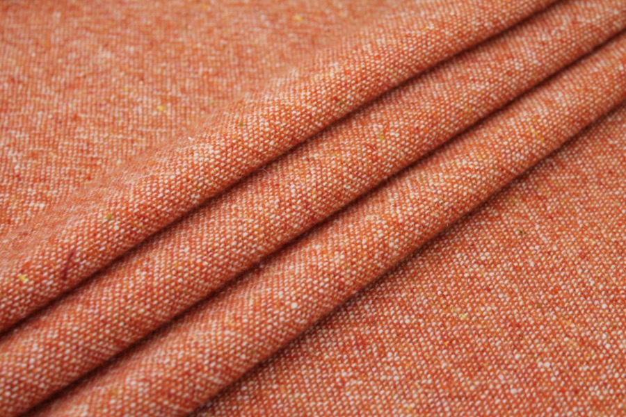 Wool Tweed - Orange and Ivory fabric