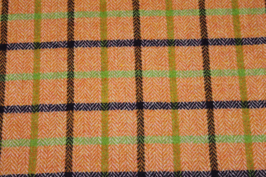 Checked Wool - Orange Green and Blue fabric, image 6 of 6